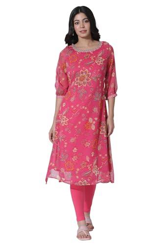 w for woman pink floral printed chiffon a-line kurta and tights_23auws19729-121269_xl