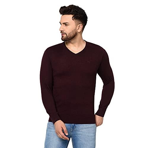 98 degree north wool blend burgundy solid v neck full sleeve pullover sweater-m2101-burgundy_s