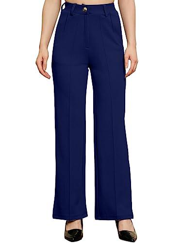 ausk solid trouser/pant for womens color- navy blue (large)