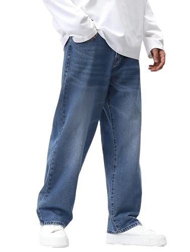 ben martin men's light blue denim cotton oversized loose baggy fit jeans pants for men, 34