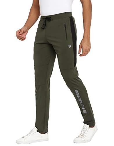 alan jones clothing dry fit stretchable men's track pants (olive l)