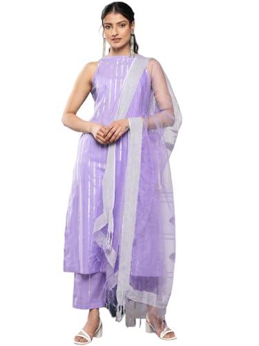 varanga women lavender lurex kurta set with halter neck