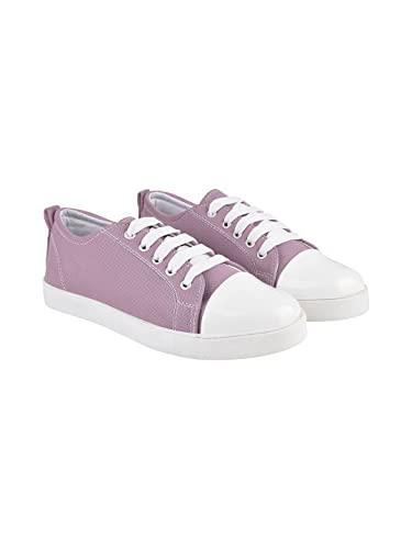 shoetopia smart casual lace-up peach sneakers for women & girls