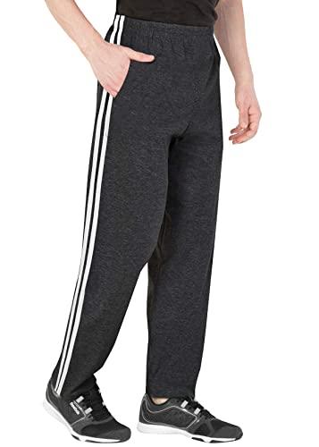 fflirtygo men's cotton track pants, joggers for men, men’s leisure wear, night wear pajama, grey color with stripe and pockets for sports gym athletic training workout