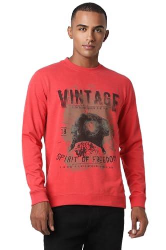 peter england men's polycotton asymmetric neck sweatshirt (pjstaslf815010_red