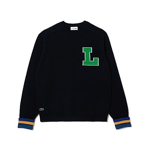 lacoste men's wool crew neck sweaters (ah0824qrn_blue_m)