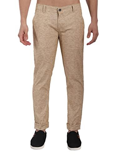 majestic man slim fit casual trousers for men (38, cream beige)