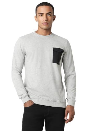 peter england men's polycotton asymmetric neck sweatshirt (pjstaslf042380_grey