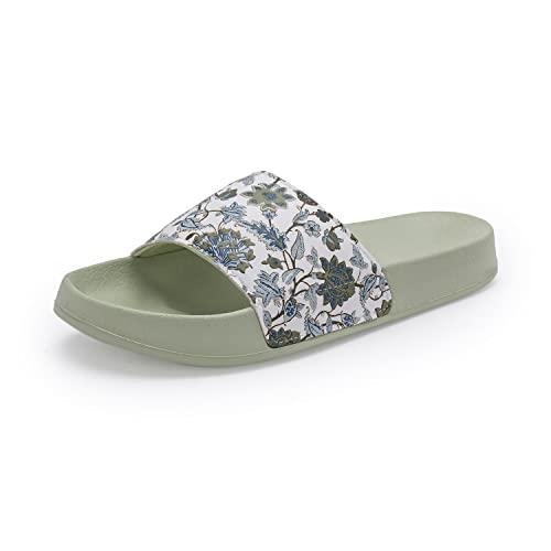 redtape women sage green sliders