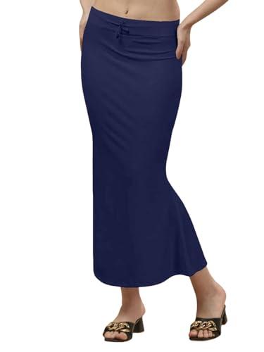 selvia women's lycra blend solid full elastic straight saree shapewear petticoat (699btk274n-xl_navy blue)