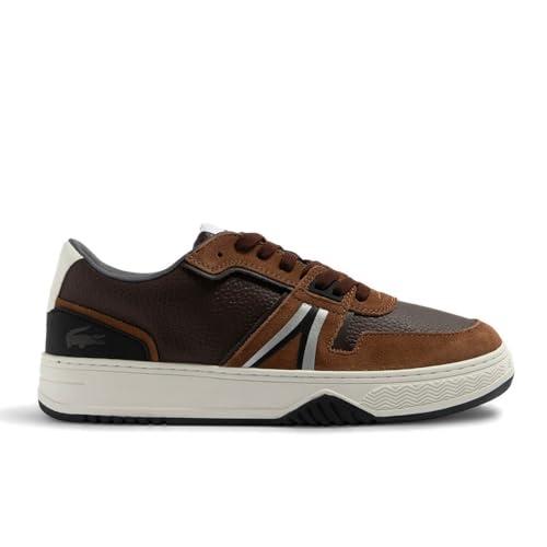 lacoste men's l001 textile lined trainers dark brown/black