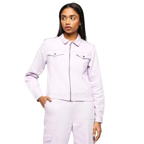 pepe jeans women's solid regular fit shirt (pl304779_lilac purple