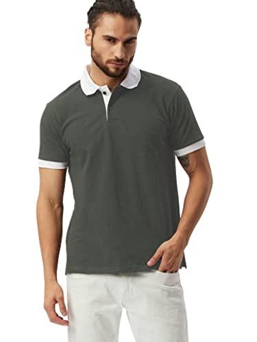 greciilooks t-shirts for men| solid plain t-shirts| polo-collar neck t shirt| half sleeves casual t-shirt for men| regular wear mens t-shirt| regular fit polo-neck t-shirt (medium, olive)