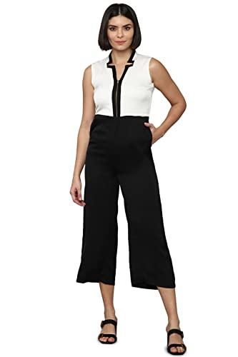 allen solly printed polyester women's dungarees (black,medium)