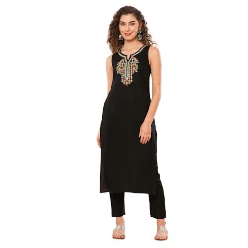 globus women kurta set (3641479002_black_m)