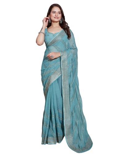 vairagee women zomato silk sky blue embroidery saree 6156_3