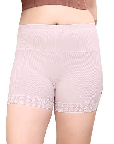 glamoras® women's girl's 4 way stretch high waist cotton lace boyshort panty/cycling shorts/yoga shorts/under skirt shorts/safety shorts,free size beige