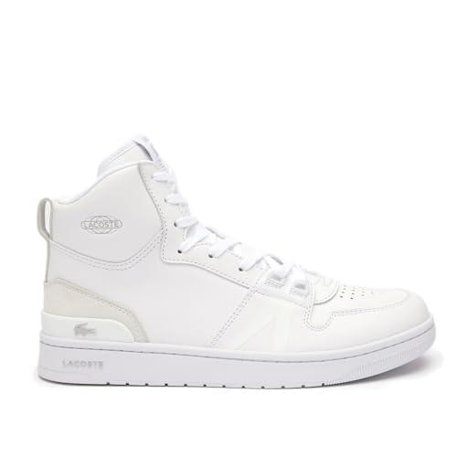 lacoste men's l001 mid embossed logo trainers white