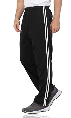 fflirtygo men's regular fit white color two stripe on black color cotton track pants for mens