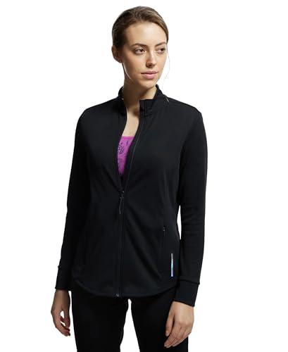 jockey mw67 women's microfiber relaxed fit jacket with curved back hem and staydry treatment_black_m