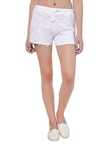 kotty solid women white shorts (white,34)