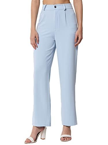 kotty women solid polyester blend light blue trouser (light blue,32)