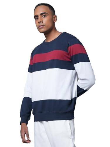 high star multicolor cotton polyester long sleeves round neck na sweatshirts_hsmssw23007rd_mc_l