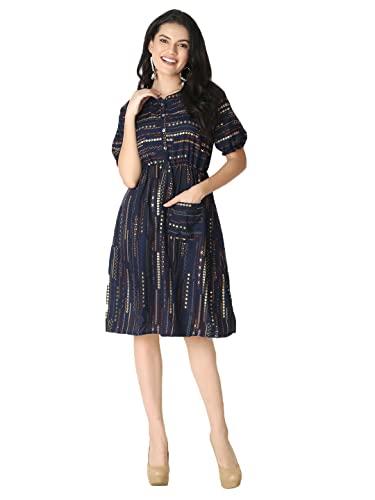 leriya fashion one piece dress for women| midi dress for women| birthday dress for women (xx-large, navy blue)