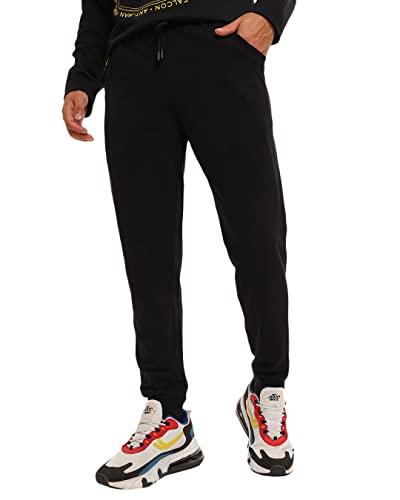 bewakoof men jet black casual jogger pant, x-large