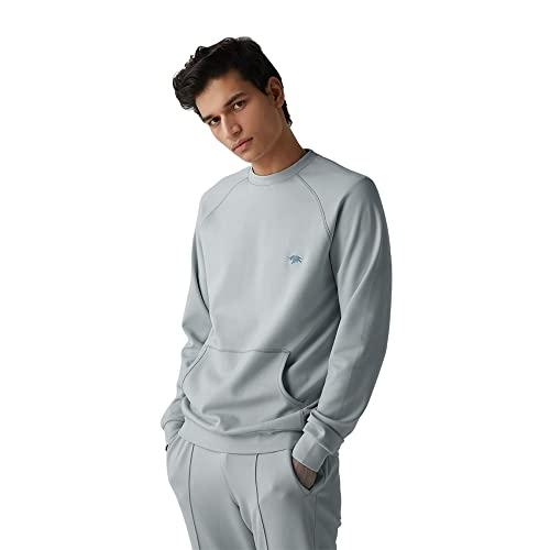 andamen men's cotton regular fit morning mist sweatshirt (grey, xxl)