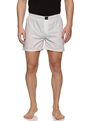 don vino men inseam 5" white printed cotton boxer size: s | men's shorts with pockets and elastic waistband