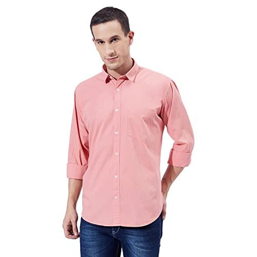 ben martin men's casual collar slim fit full sleeve cotton shirt blush pink, extra large