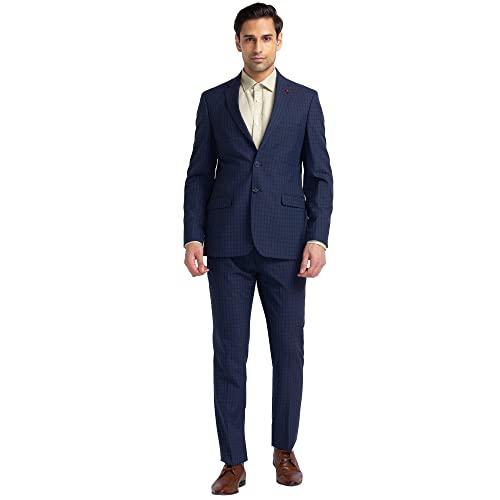 raymond men's polyester blend single breasted business suit pants set (rmdx02060-b8_dark blue