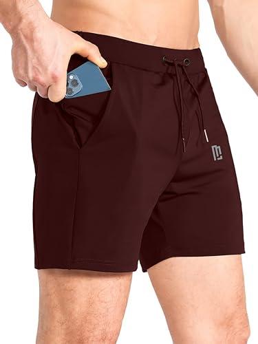 maniac mens solid burgundy polyester slim fit shorts