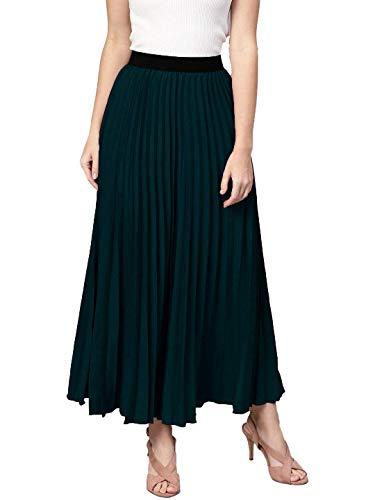 otabu women pleated midi skirt (38, dark green)