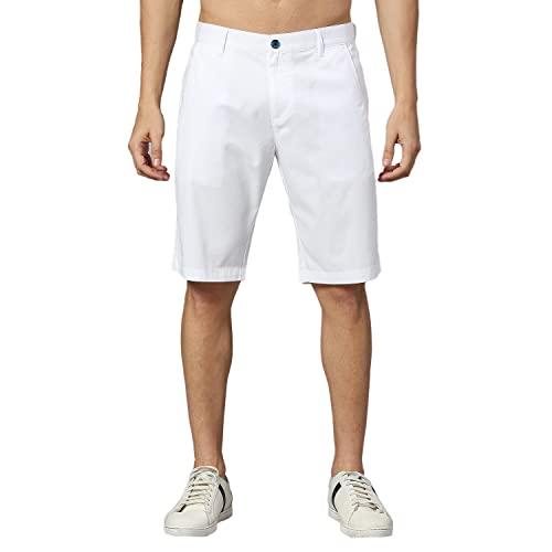 thomas scott mens solid slim fit 100% cotton shorts white