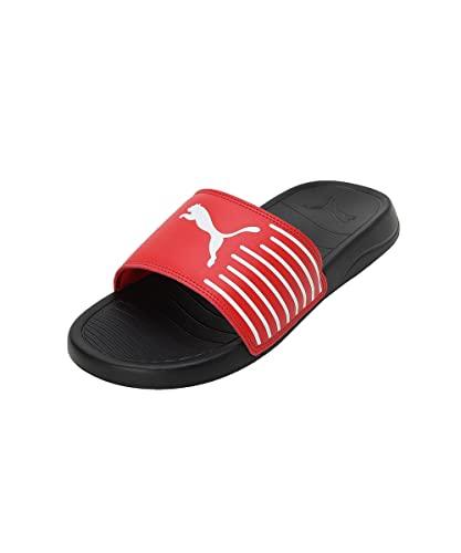 puma unisex-adult geo black-fiery red-white slide sandal - 8 uk (39453803)