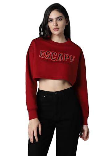 high star red cotton blend long sleeves high neck na sweatshirts_hswssw23013_rd_xl