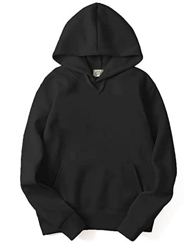 adro men's cotton neck hooded sweatshirt (h22-1-pln-bl_black_l)