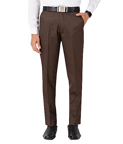 mchenry men's regular fit wrinkle free formal trousers (36, brown)