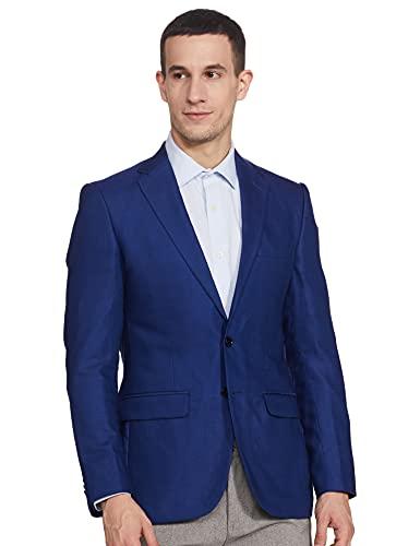 raymond men's full sleeve contemporary fit dark blue formal jacket (rmjx01855-b6_104