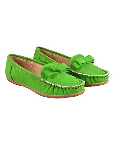 shoetopia girls 5114 green loafer - 4 uk (girls-5114-green)