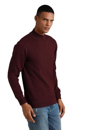 high star men's cotton turtle neck sweater (hsmsww23102rdnf_mn_maroon_medium)