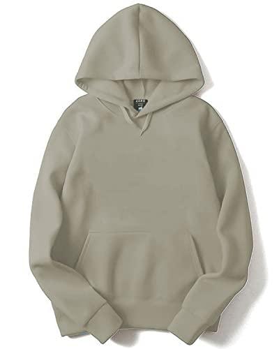 adro men's cotton neck hooded sweatshirt (h22-1-pln-ch_beige_xl)