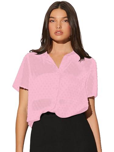 aahwan solid pink semi-sheer oversize shirt for women's & girls' (241-pink-xs)