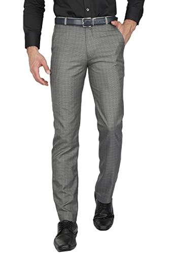 mc henry mchenry mens regular fit poly rayon grey checkered formal trousers, trousers(grey6968-42_color:grey_size:42)