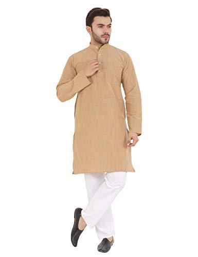 latest chikan men's elegant cotton kurtas (l, 40 beige)