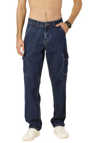 thomas scott men's relaxed fit cargo jeans (tsj074-darkblue, 34)