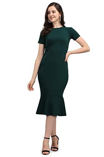 purvaja women's corduroy bodycon midi dress (ruby-005-gn-xl_dark green