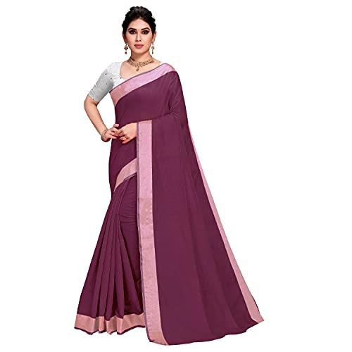 sidhidata women's chanderi cotton saree with blouse (silver patta_jamli).